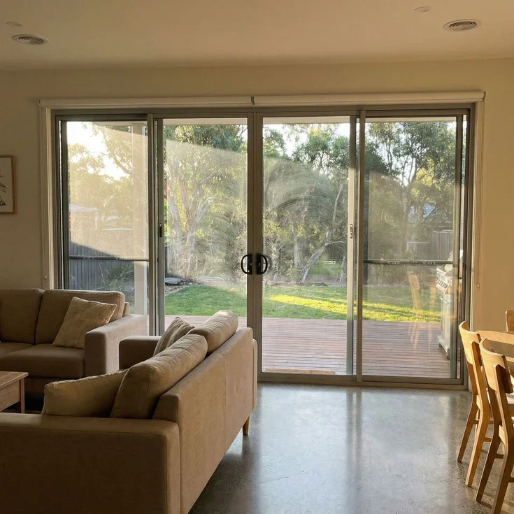 Sliding glass doors before cleaning